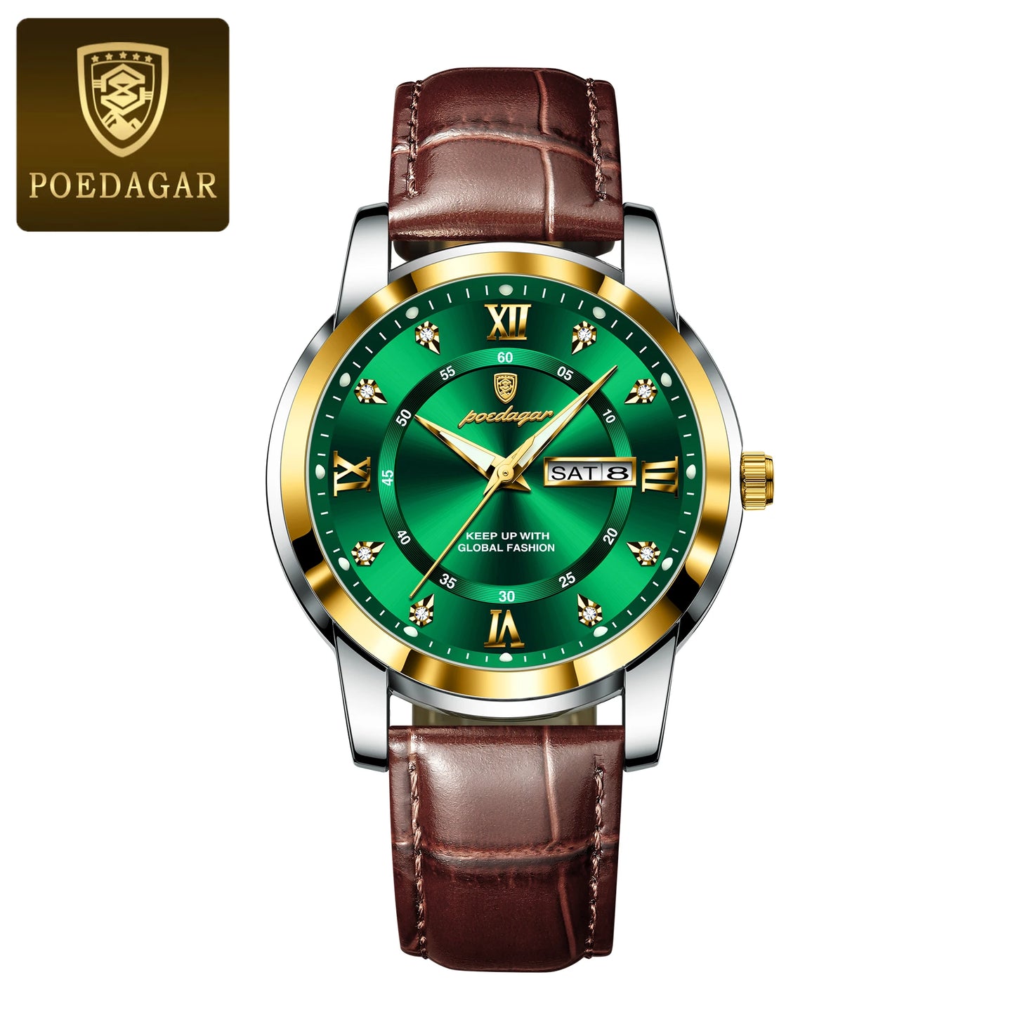 Luxury Man Wristwatch Waterproof Luminous Date Week Leather Watch For Men Sports Quartz