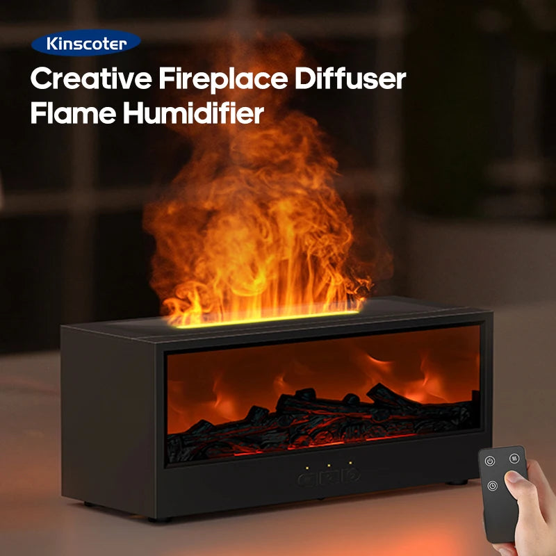 Creative Fireplace Aroma Diffuser Simulated Flamer with Remote Auto Off