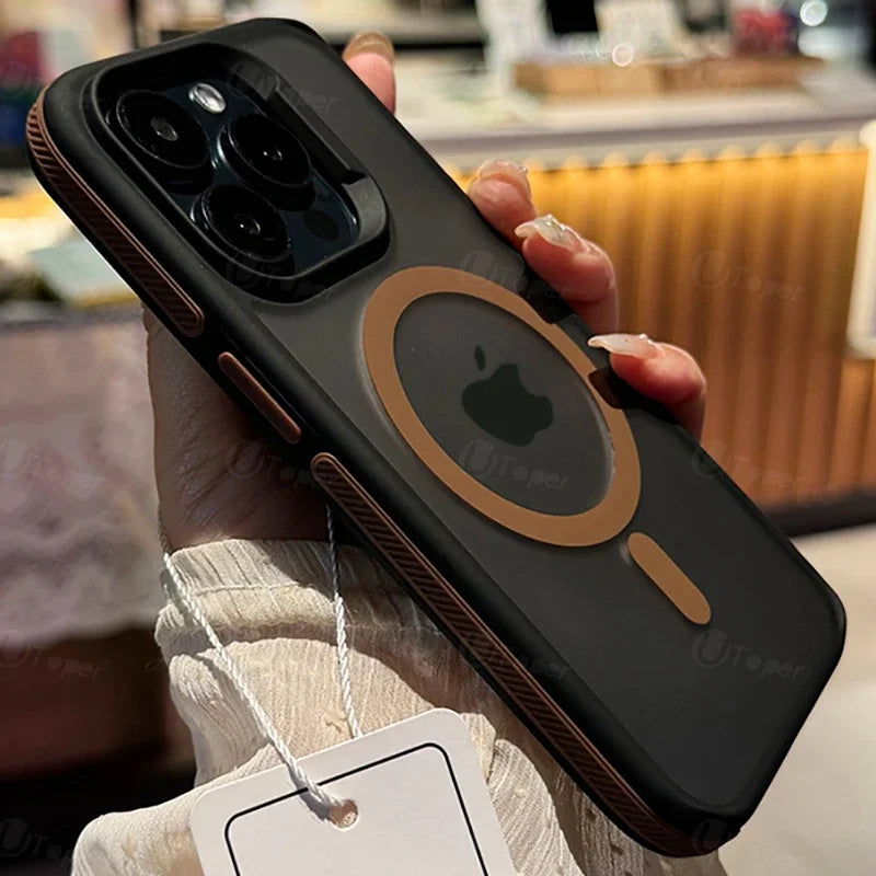 New Bicolor Matte Frosted Magnetic Phone Case – Shockproof Translucent Hard Cover with Bumper for iPhone 16/15/14 Plus/13/12/11 Pro Max