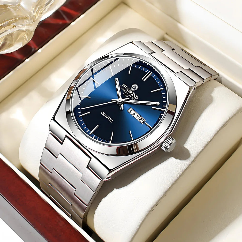 UTHAI Men Watch Light Luxury Brand Stainless Steel