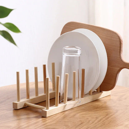 Wooden Dish Rack Kitchen Organizer Stand