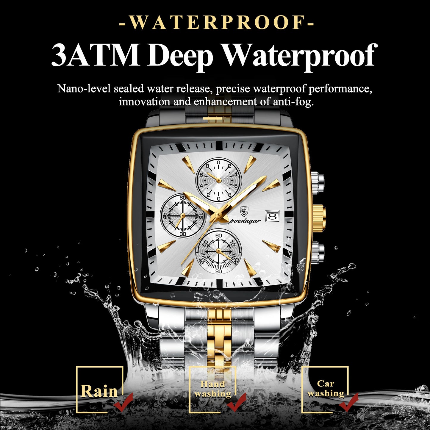 POEDAGAR Luxury Square Sport Man