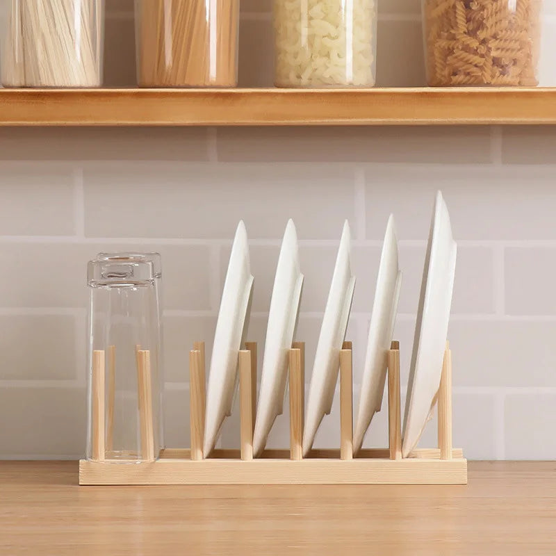Wooden Dish Rack Kitchen Organizer Stand