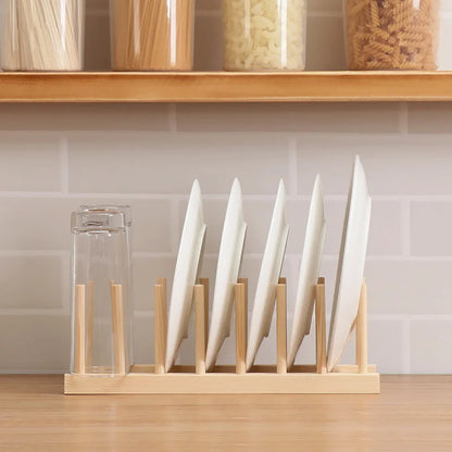 Wooden Dish Rack Kitchen Organizer Stand