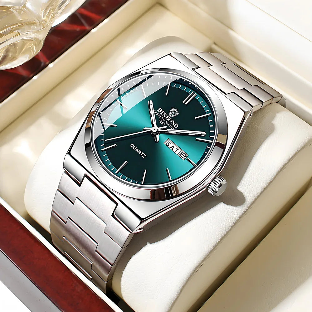 UTHAI Men Watch Light Luxury Brand Stainless Steel