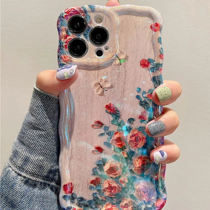 Retro Oil Painting Phone Case For iPhone Luxury Flower Print Shockproof Silicone Cover Artistic Decor