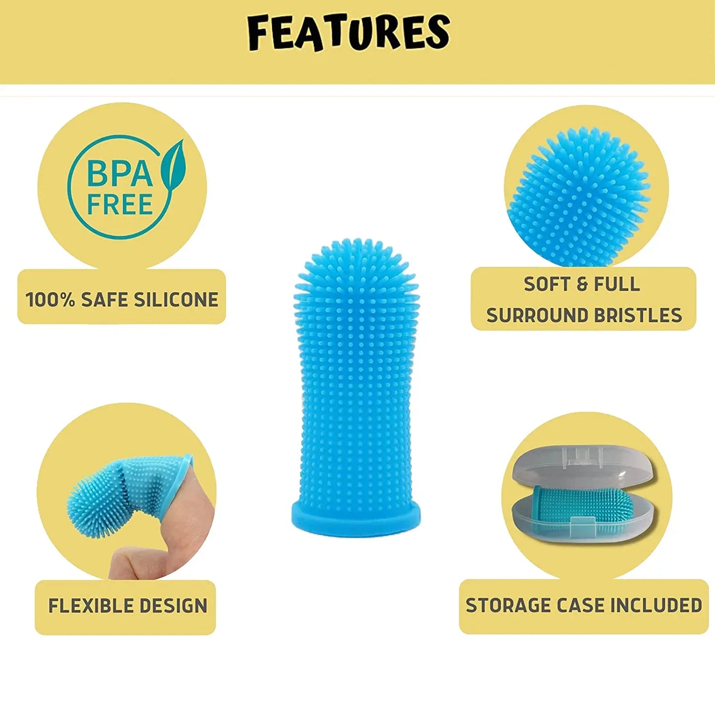 Dog Super Soft Pet Finger Toothbrush Teeth Cleaning Bad Breath Care Silicone