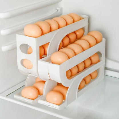 Automatic Rolling Egg Storage Box Organizer