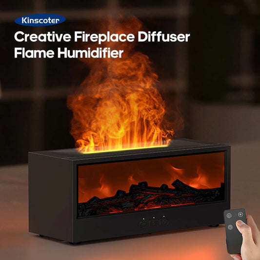 Creative Fireplace Aroma Diffuser Simulated Flamer with Remote Auto Off