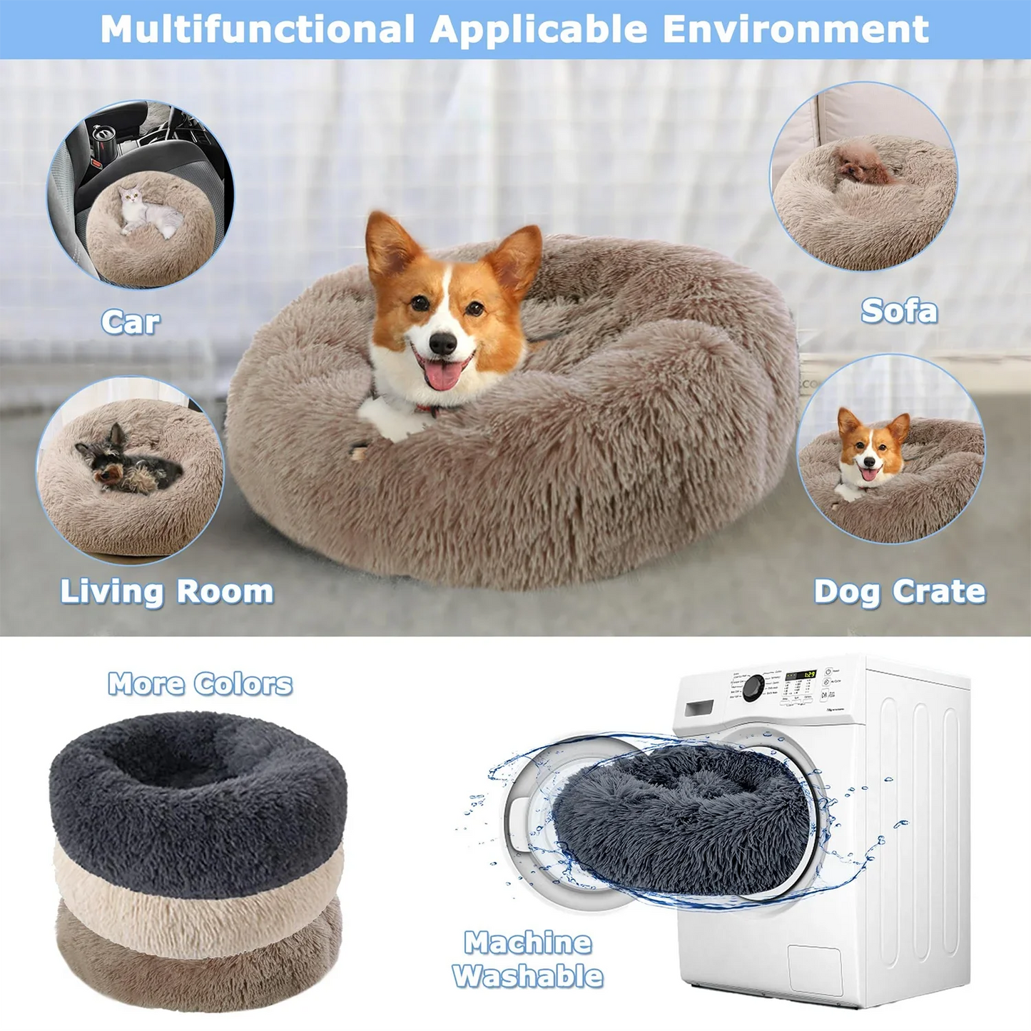 Super Soft Pet Cat Bed Plush Full Size Washable