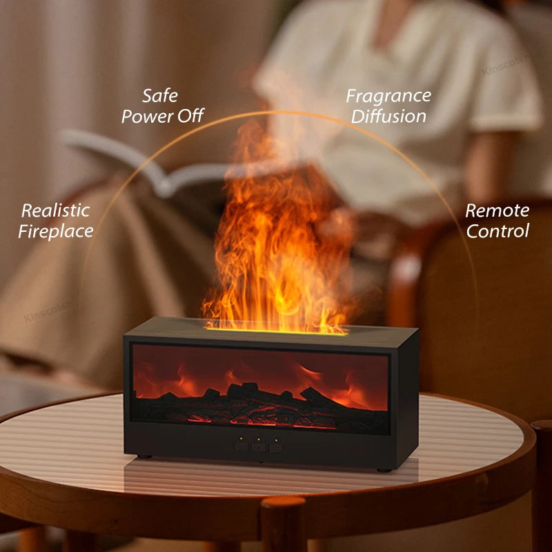 Creative Fireplace Aroma Diffuser Simulated Flamer with Remote Auto Off