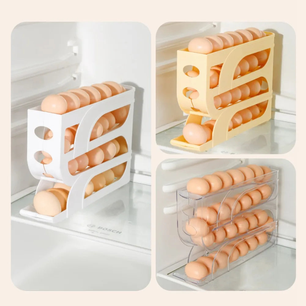 Automatic Rolling Egg Storage Box Organizer