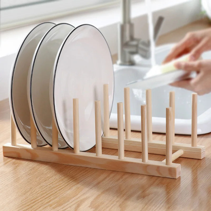 Wooden Dish Rack Kitchen Organizer Stand