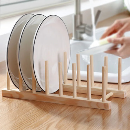 Wooden Dish Rack Kitchen Organizer Stand