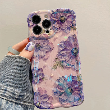 Retro Oil Painting Phone Case For iPhone Luxury Flower Print Shockproof Silicone Cover Artistic Decor