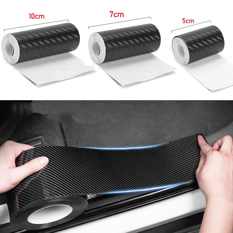Carbon Fiber Car Door Sill Protector Strip – Waterproof 3D DIY Tape