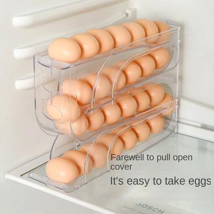 Automatic Rolling Egg Storage Box Organizer