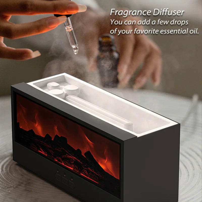 Creative Fireplace Aroma Diffuser Simulated Flamer with Remote Auto Off