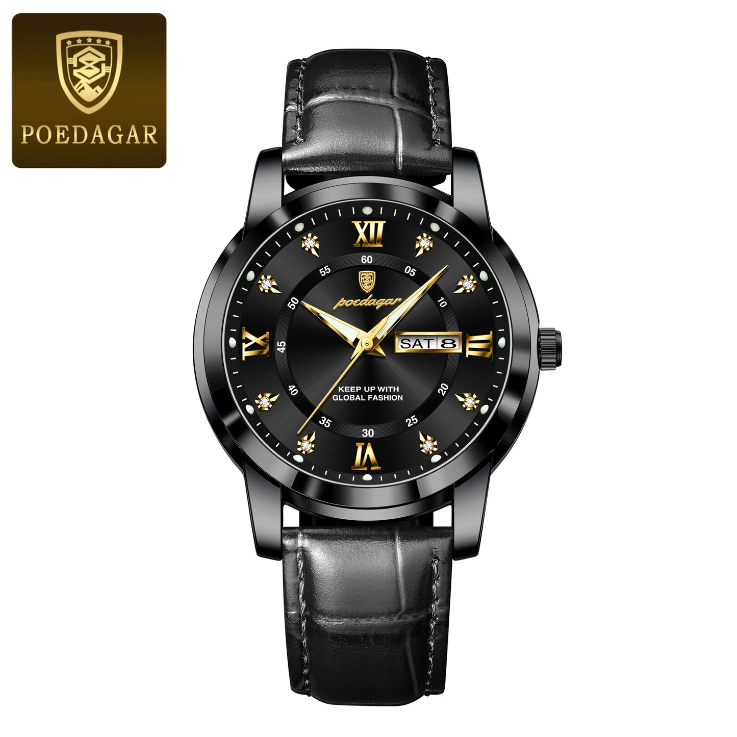 Luxury Man Wristwatch Waterproof Luminous Date Week Leather Watch For Men Sports Quartz