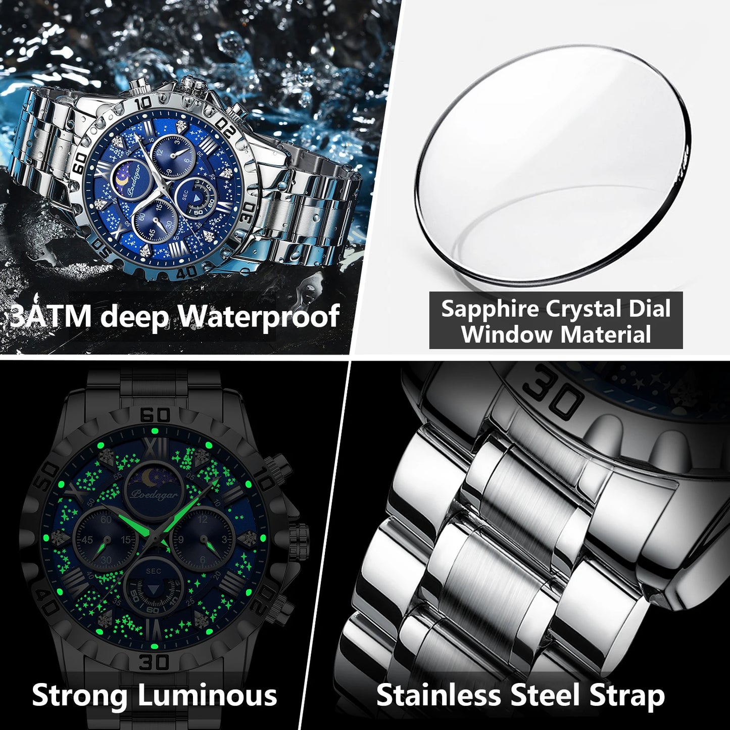 Luxury Stainless Steel Quartz Watch