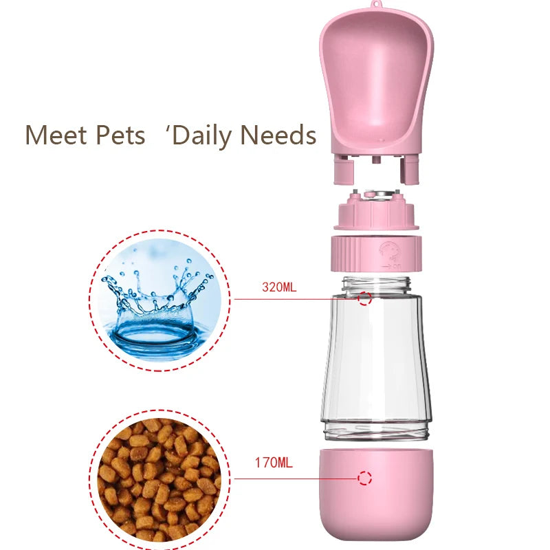 Pet 2-in-1 Portable Dog Water Bottle and Food Container