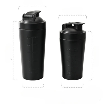 1pcs Stainless Steel Protein Powder Shaker Bottle with Ball Scale Leak Proof for Gym Fitness Sport Whey Shakes Water Cup