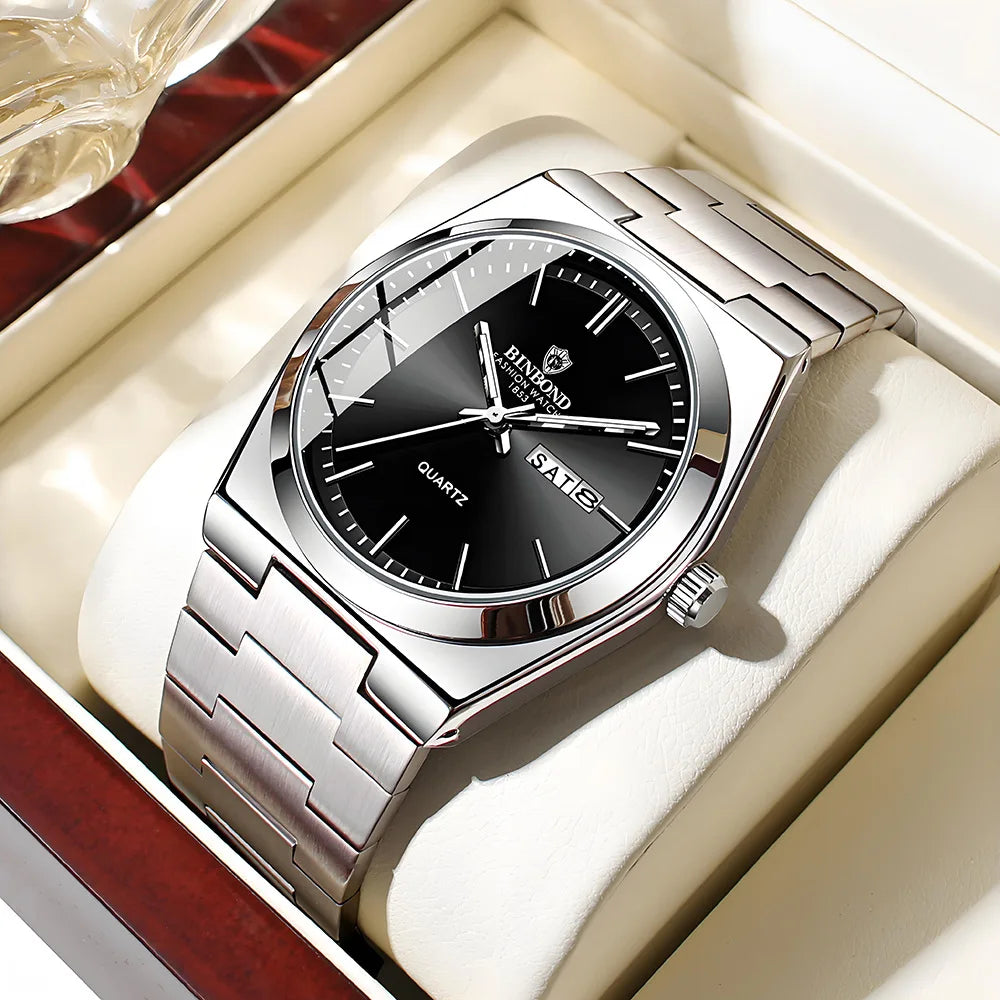 UTHAI Men Watch Light Luxury Brand Stainless Steel