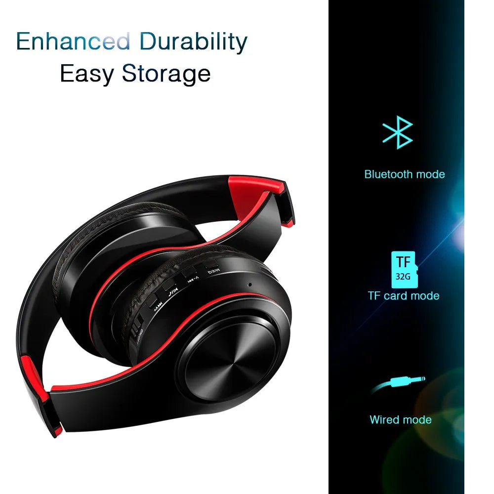 Foldable Original Wireless Headsets Bluetooth Headphones Stereo Sound Earphones with Mic and SD card slot