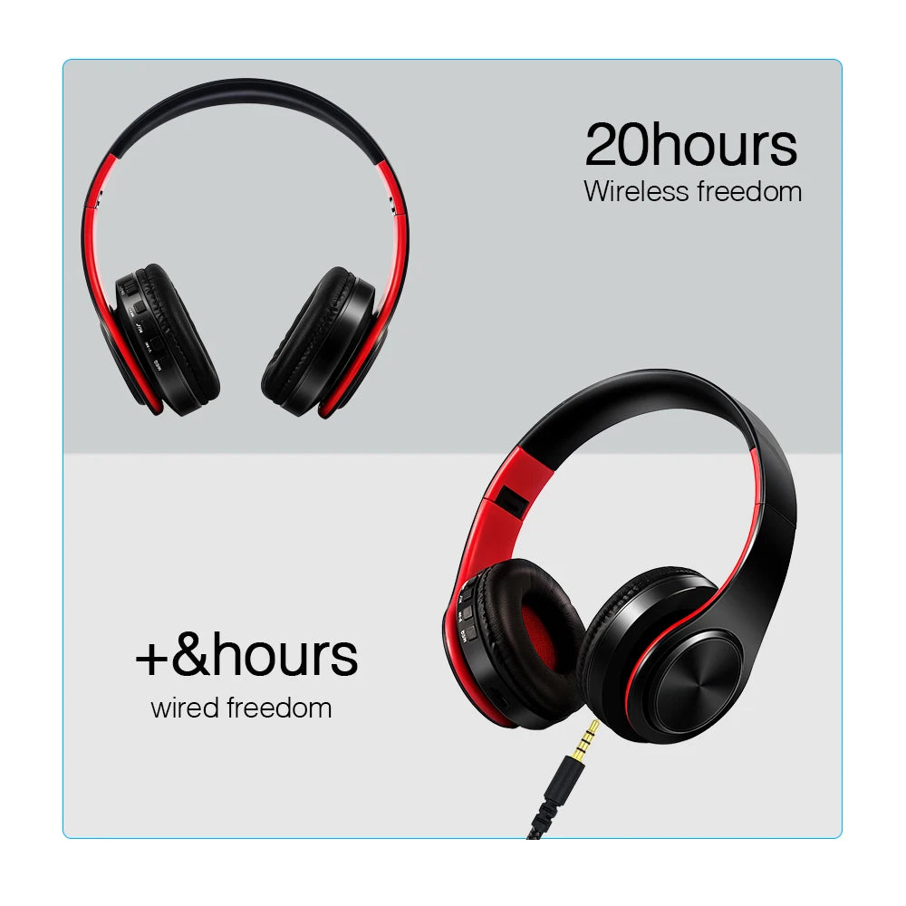 Foldable Original Wireless Headsets Bluetooth Headphones Stereo Sound Earphones with Mic and SD card slot