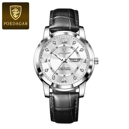 Luxury Man Wristwatch Waterproof Luminous Date Week Leather Watch For Men Sports Quartz