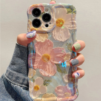 Retro Oil Painting Phone Case For iPhone Luxury Flower Print Shockproof Silicone Cover Artistic Decor