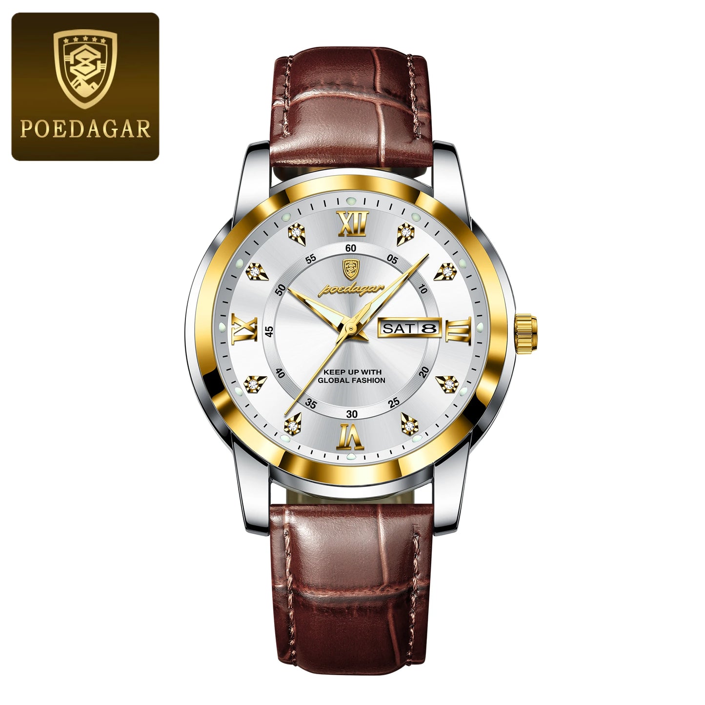 Luxury Man Wristwatch Waterproof Luminous Date Week Leather Watch For Men Sports Quartz